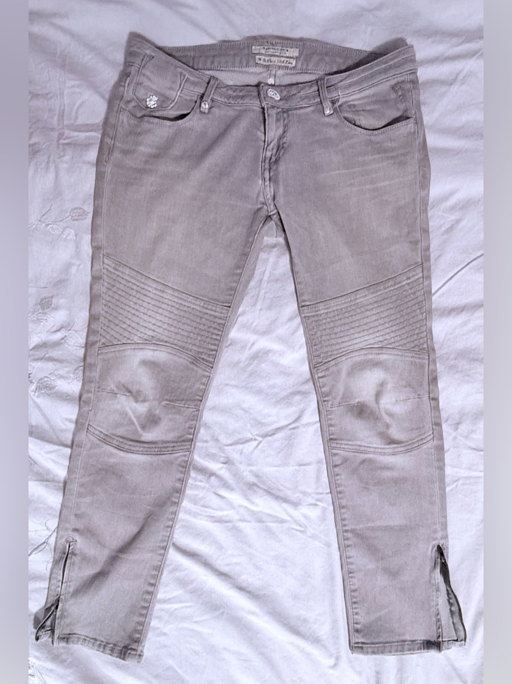 Maison Scotch Light Gray Cropped Moto Jeans